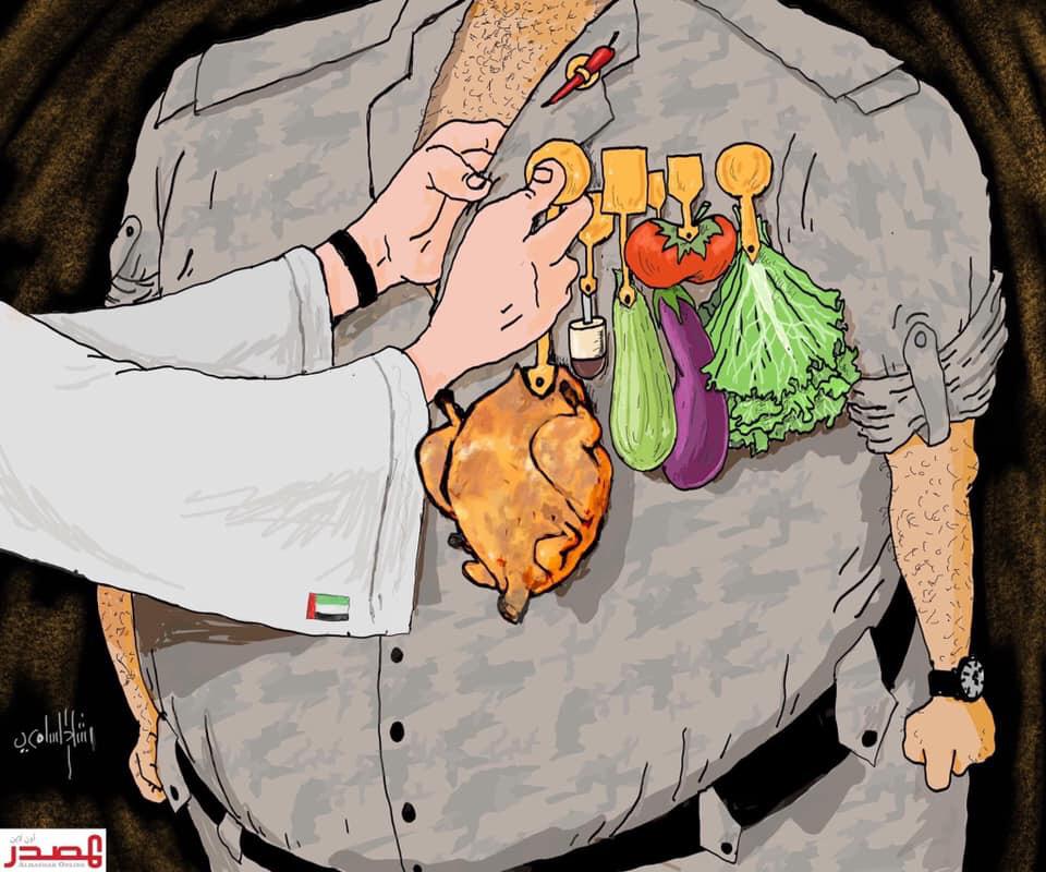 كاريكاتير ساخر  الممارسات العنصرية المناطقية بدعم اماراتي ضد ابناء شمال اليمن