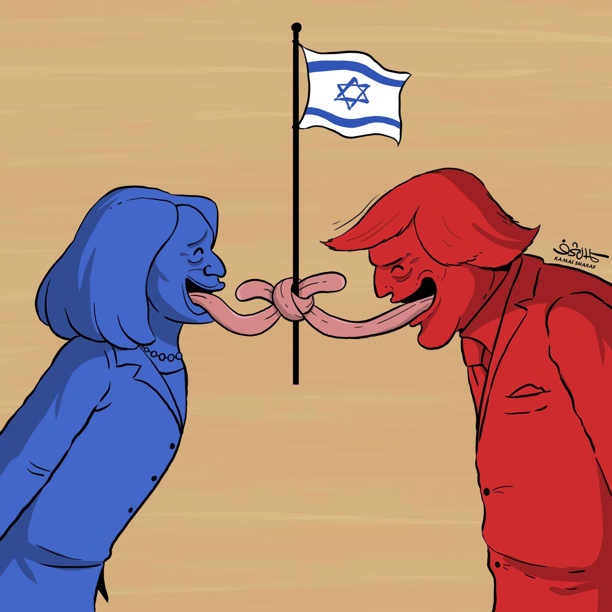 ‏كاريكاتير  ‏⁧‫#ترامب‬⁩ و ⁧‫#كامالا_هاريس‬⁩